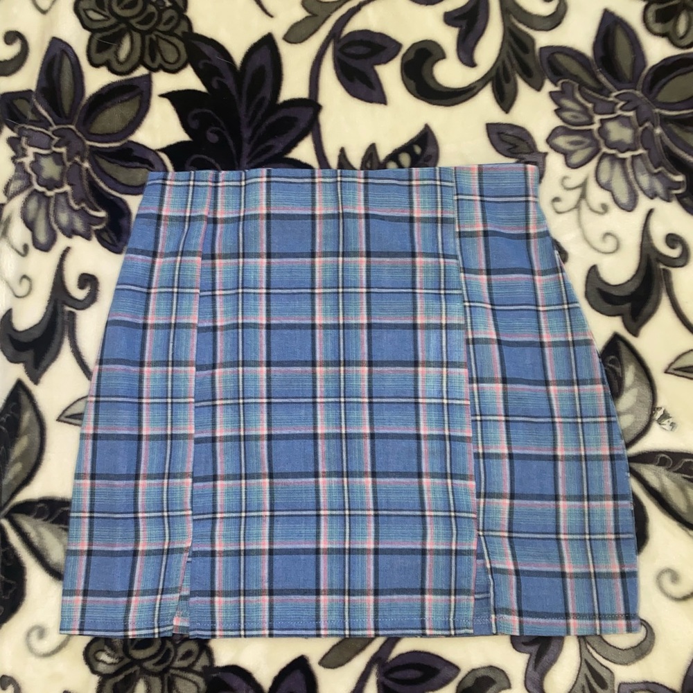 Blue and Pink Checkered Skirt